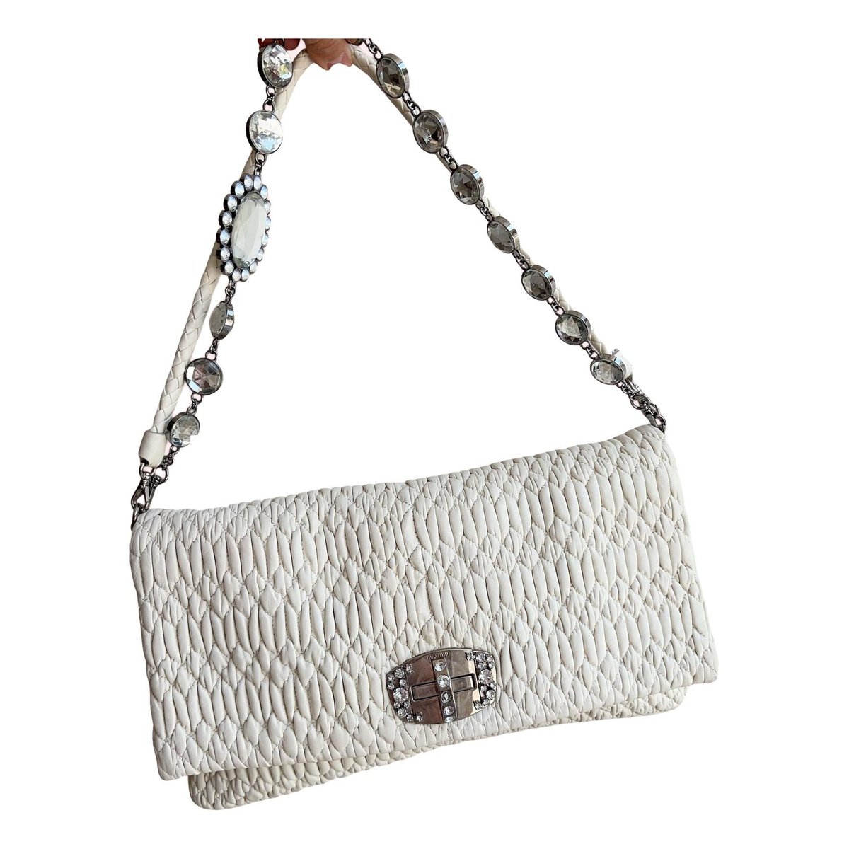 Miu Crystal leather handbag