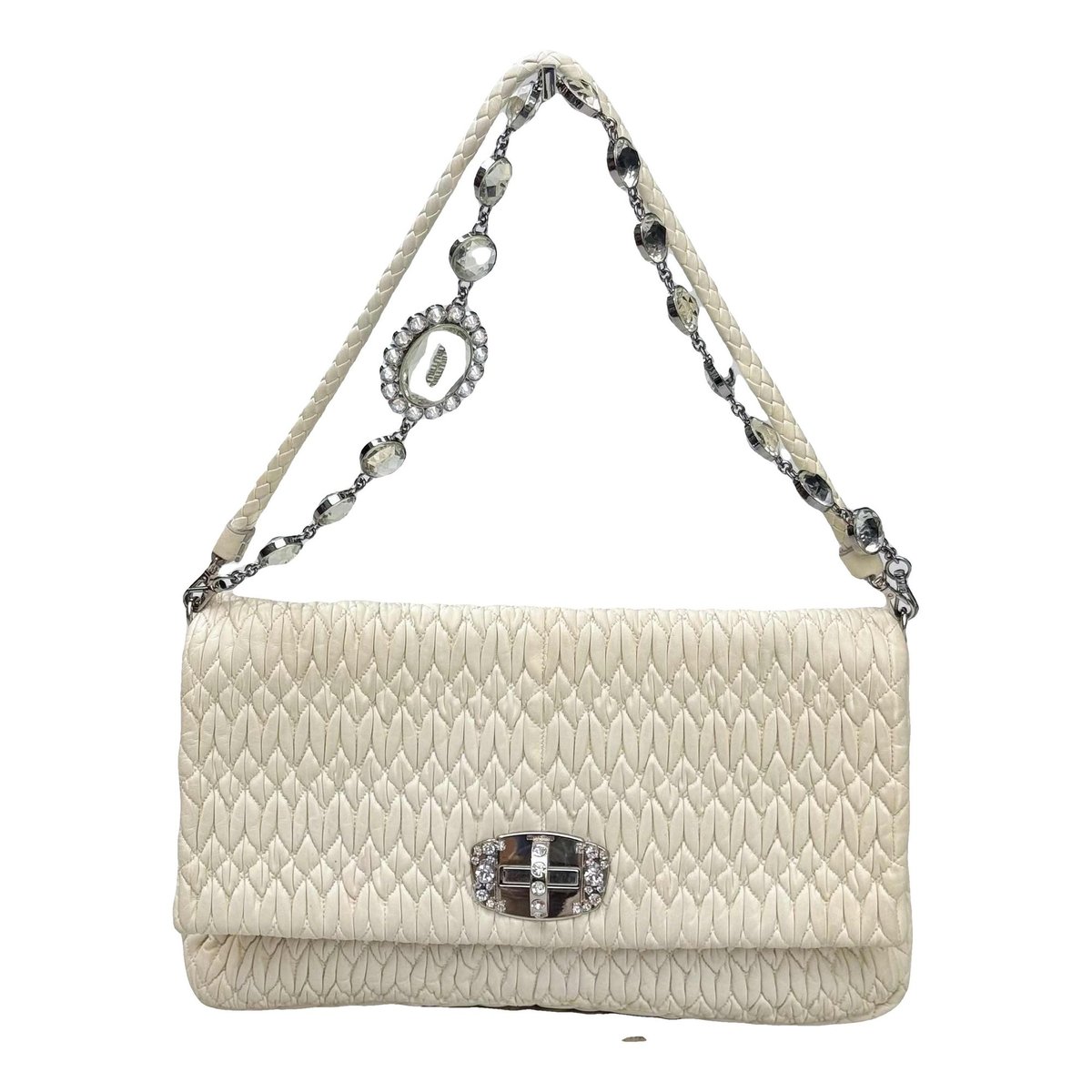 Miu Crystal leather handbag