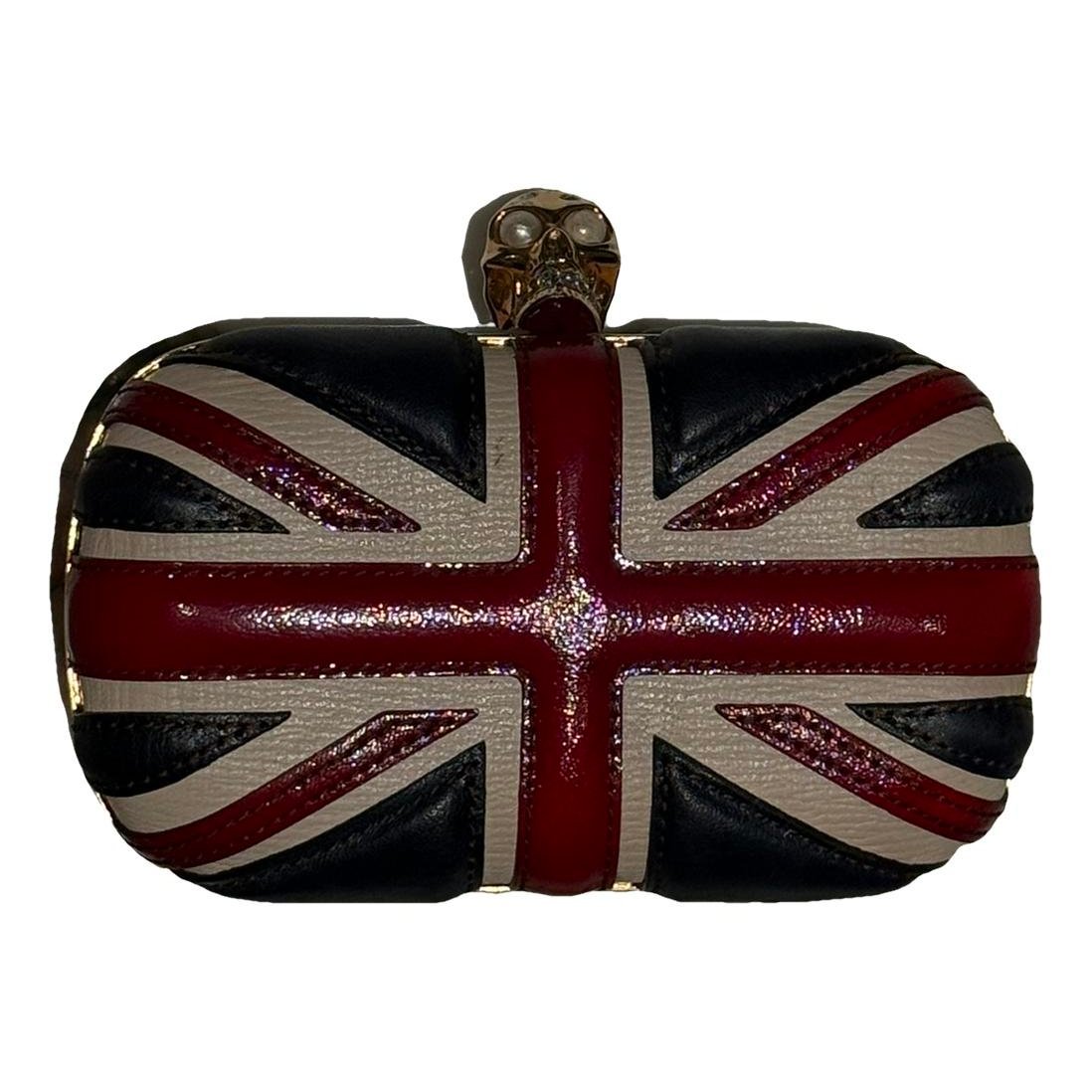 Skull leather clutch bag