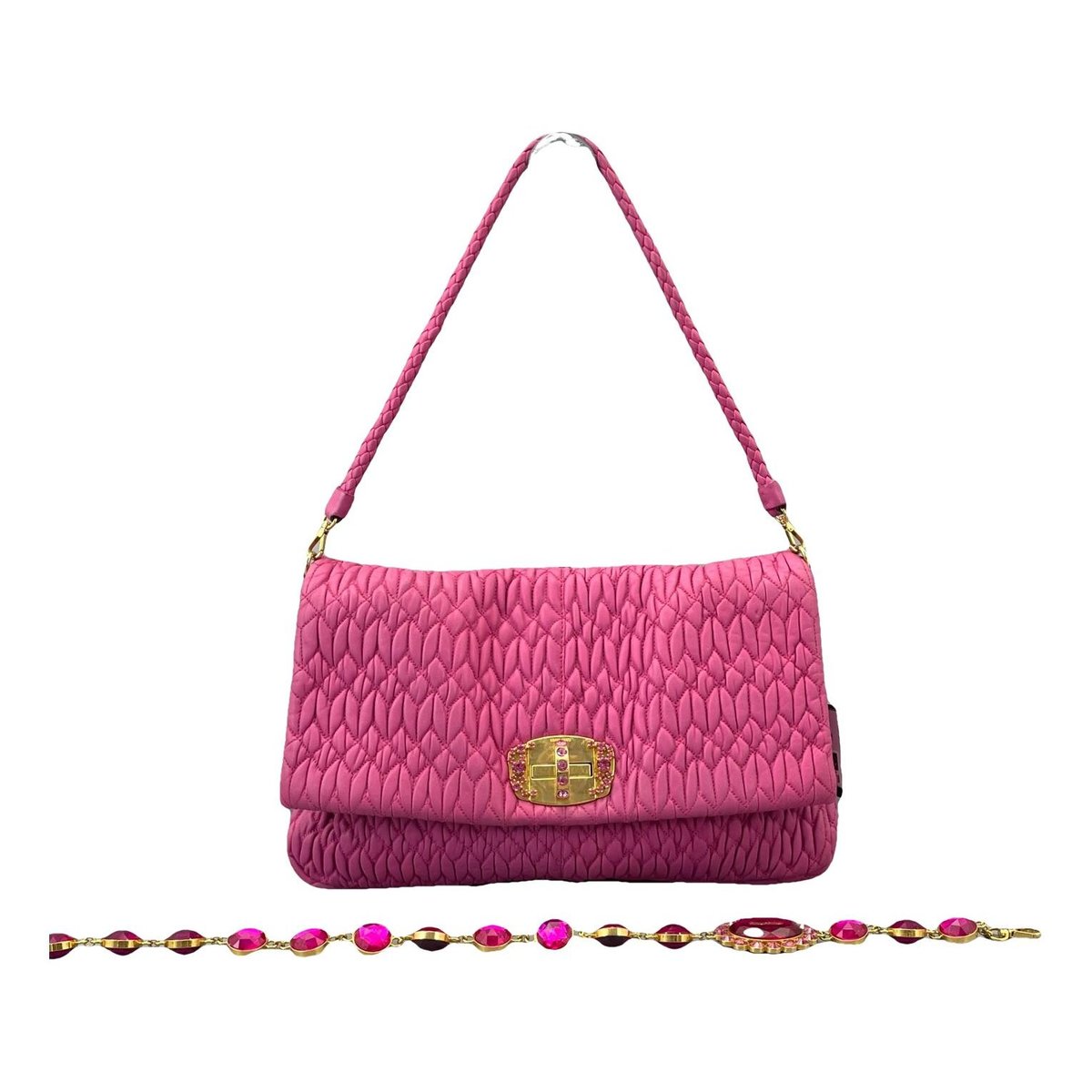 Miu Crystal leather handbag