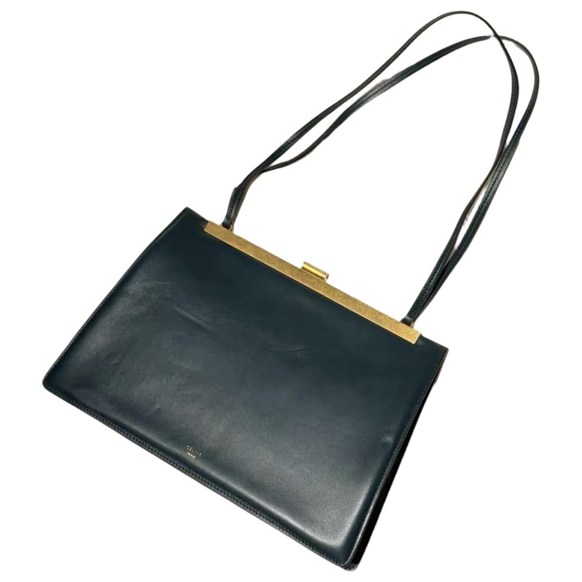 Clasp leather handbag