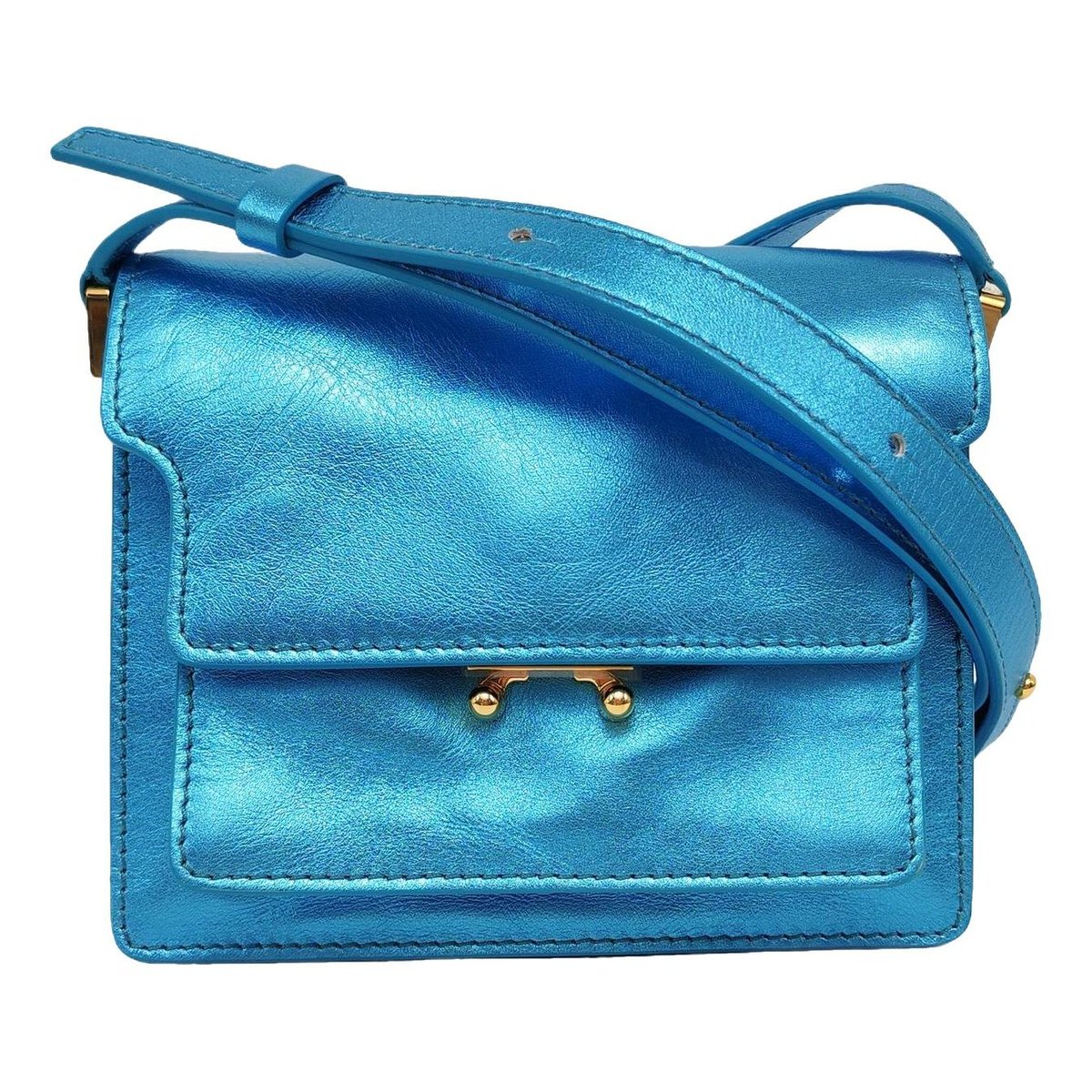 Trunk leather crossbody bag
