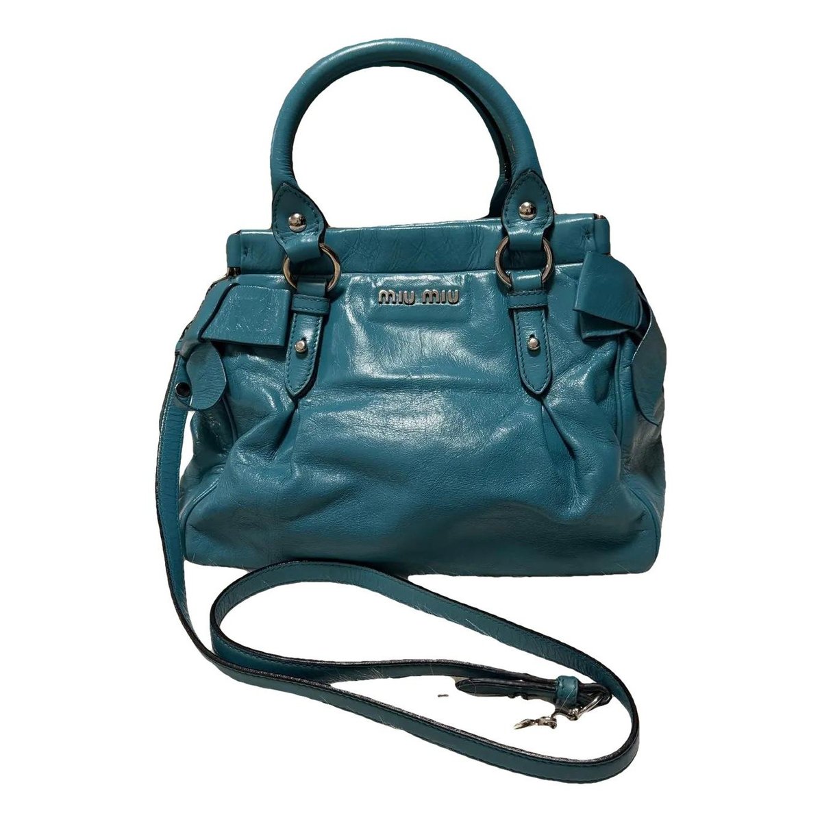 Bow bag leather handbag