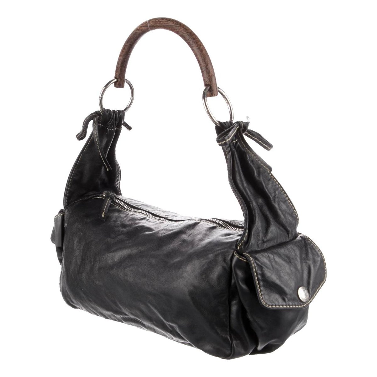 Pocket leather handbag