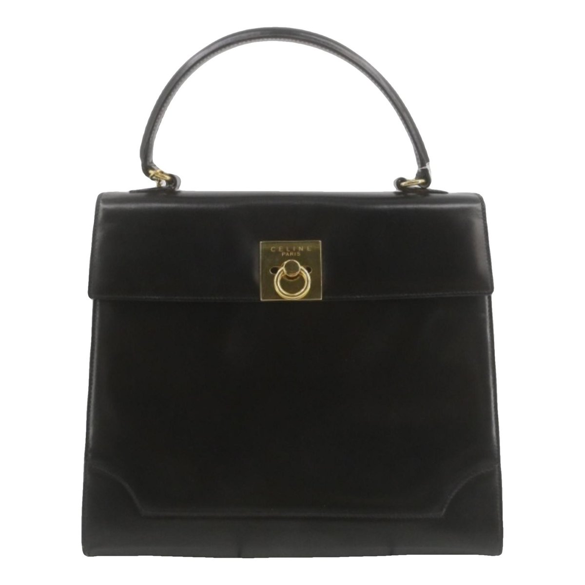 Clasp leather handbag