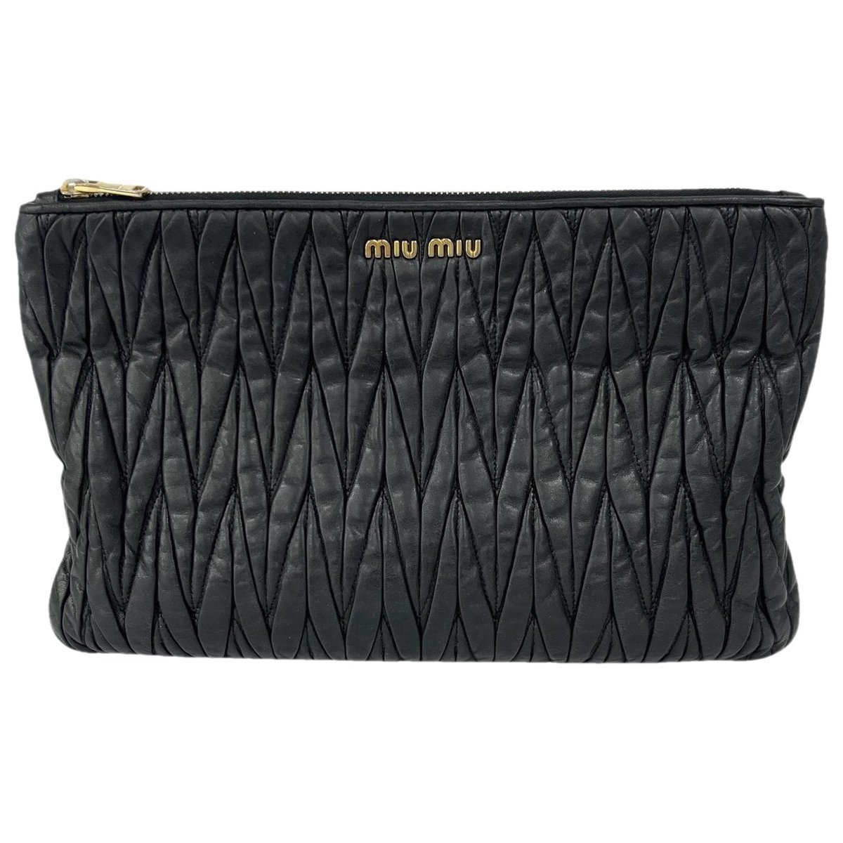 Matelassé leather clutch bag