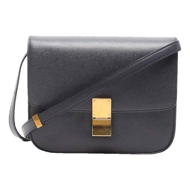 Clasp box leather handbag