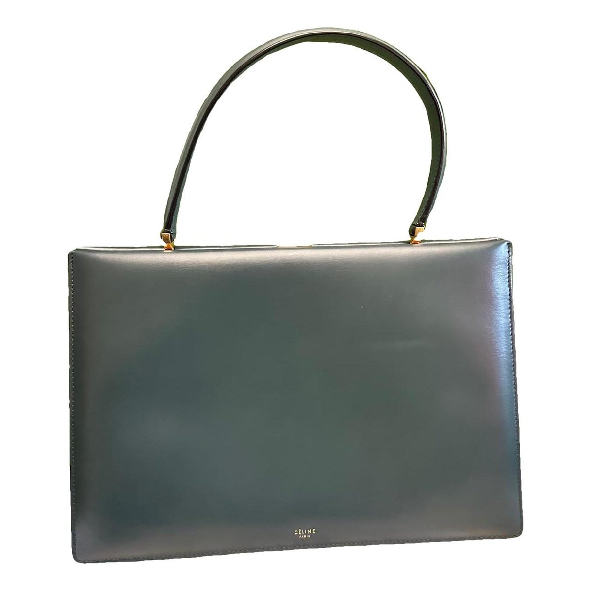 Clasp leather handbag