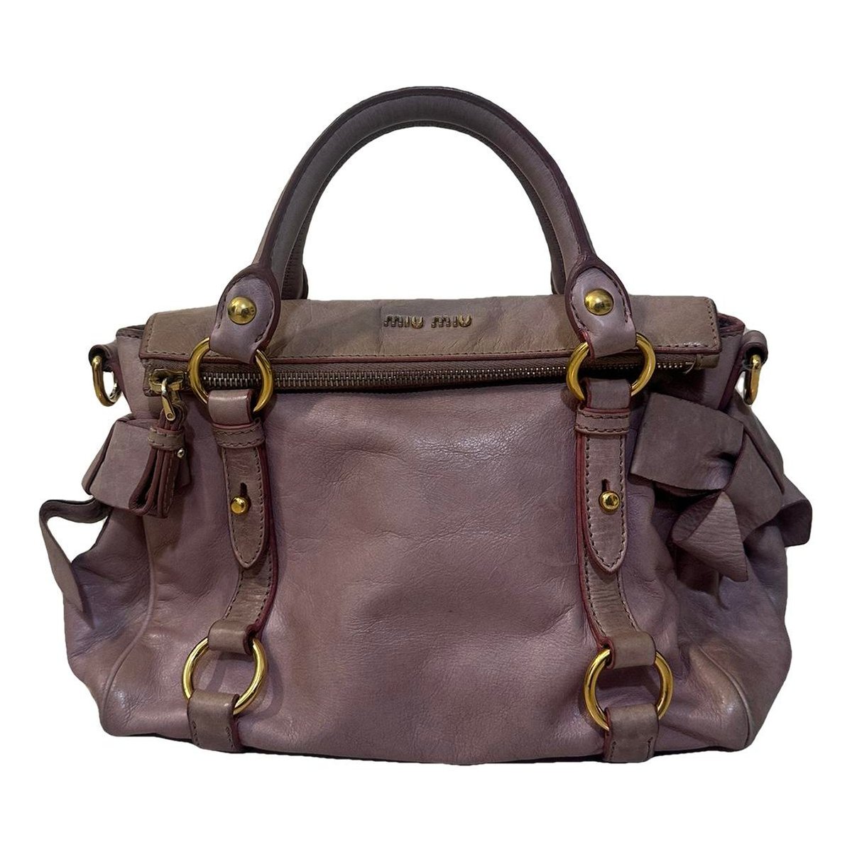 Bow bag leather handbag