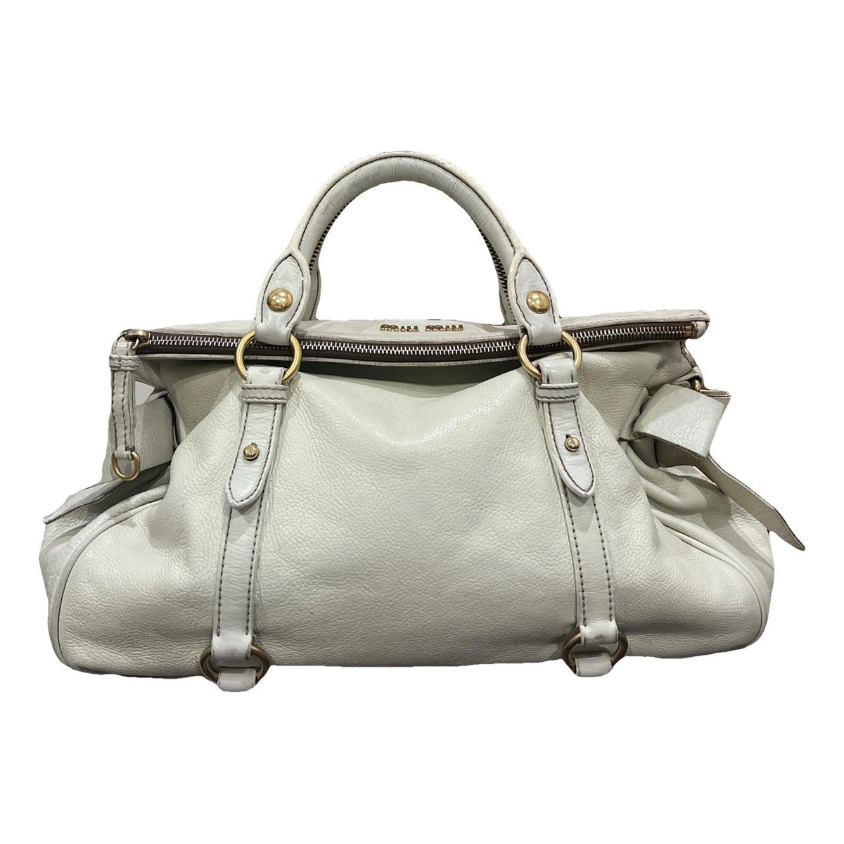Bow bag leather handbag