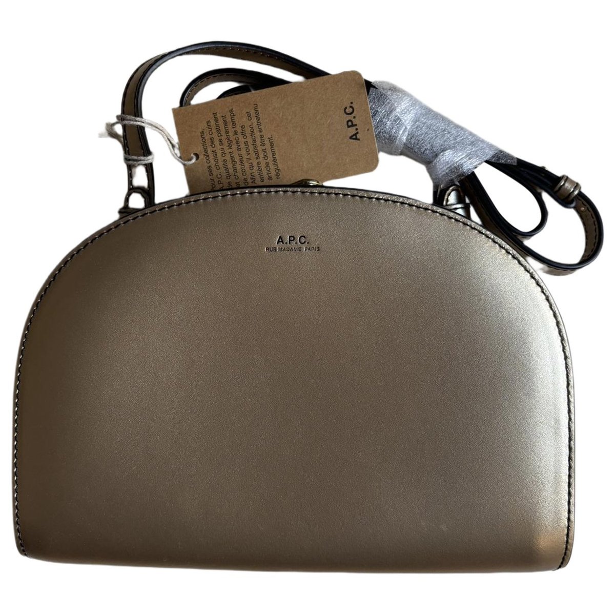 Demi-lune leather clutch bag
