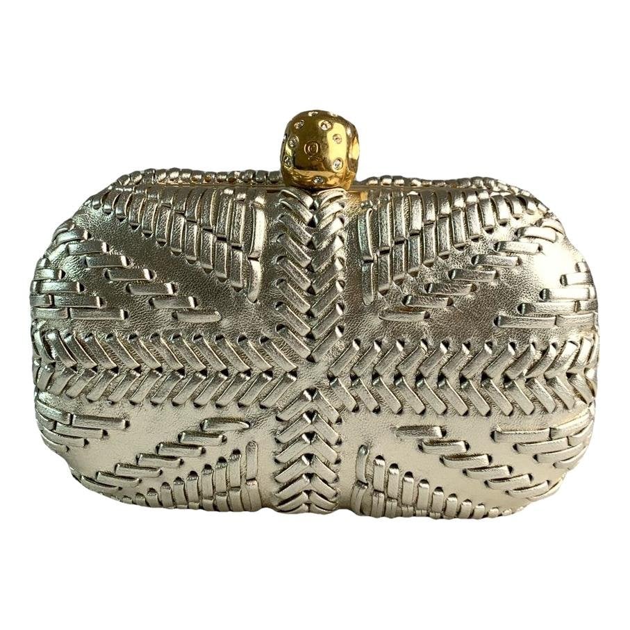 Skull leather clutch bag