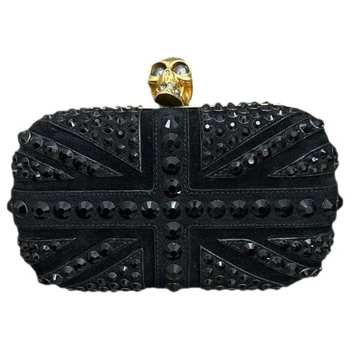 Skull leather clutch bag