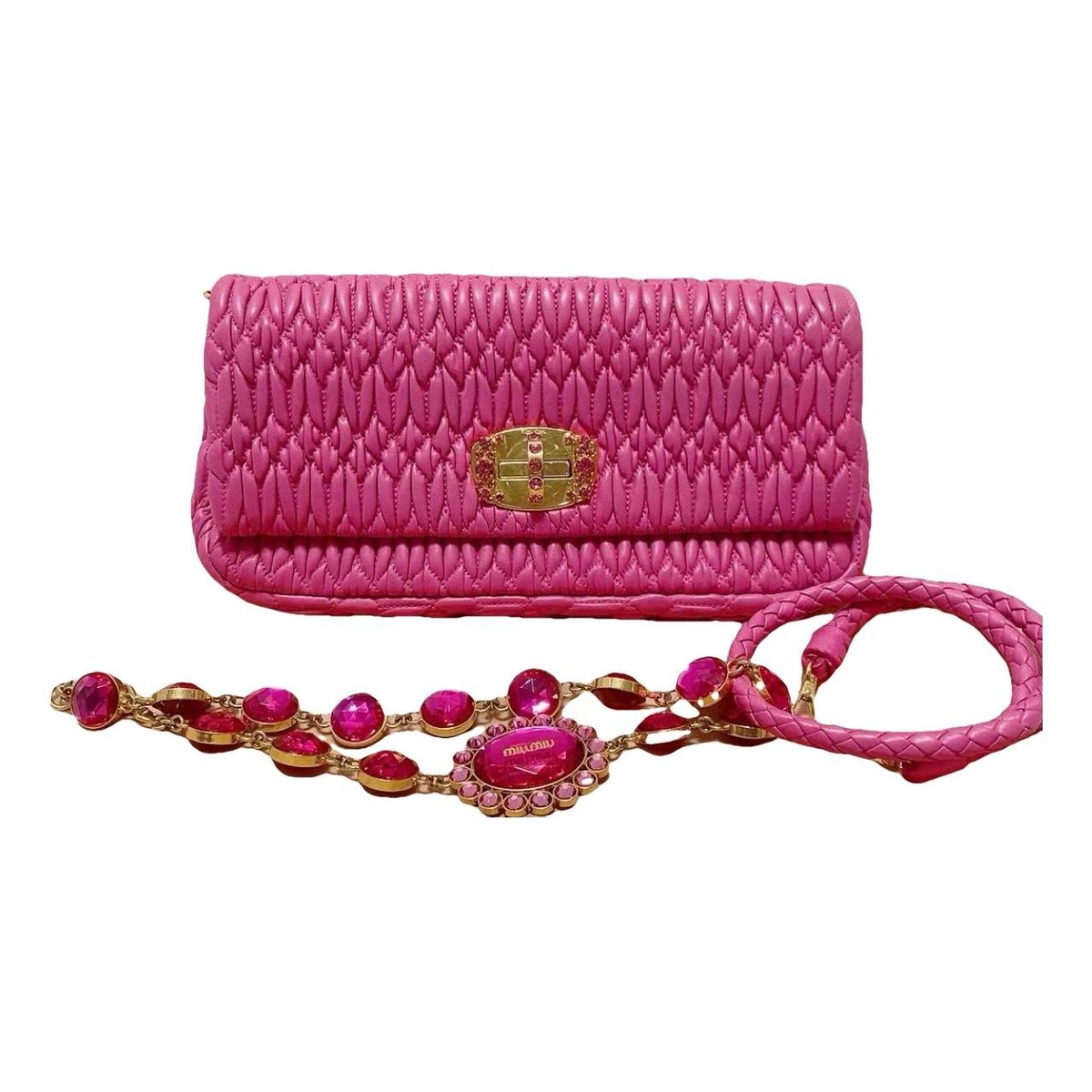 Miu Crystal leather handbag