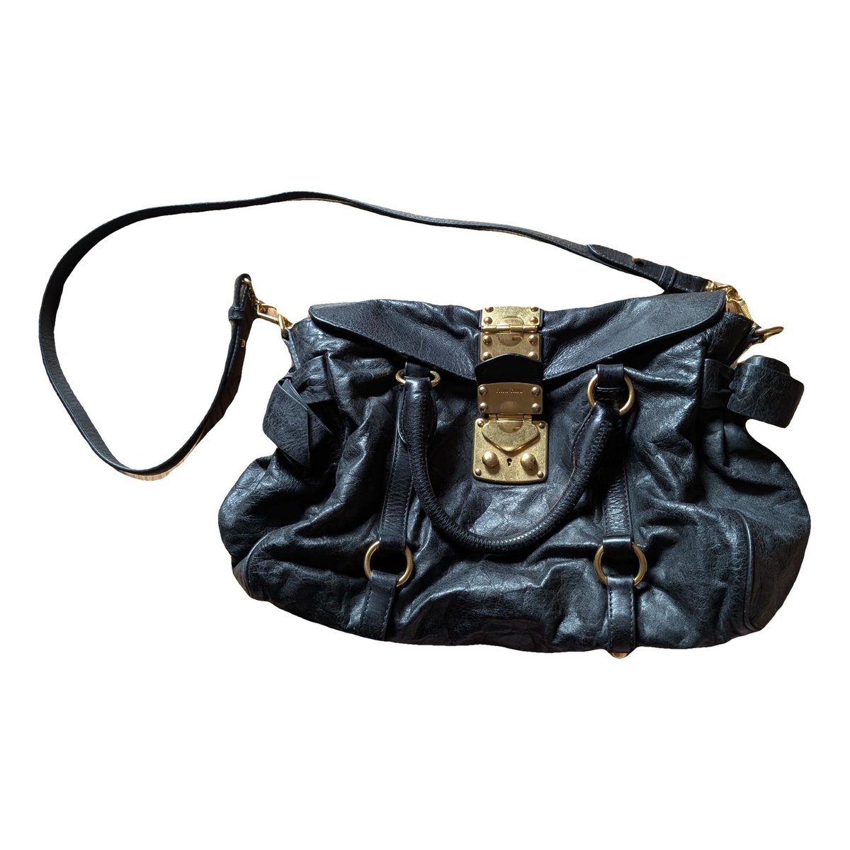 Bow bag leather handbag