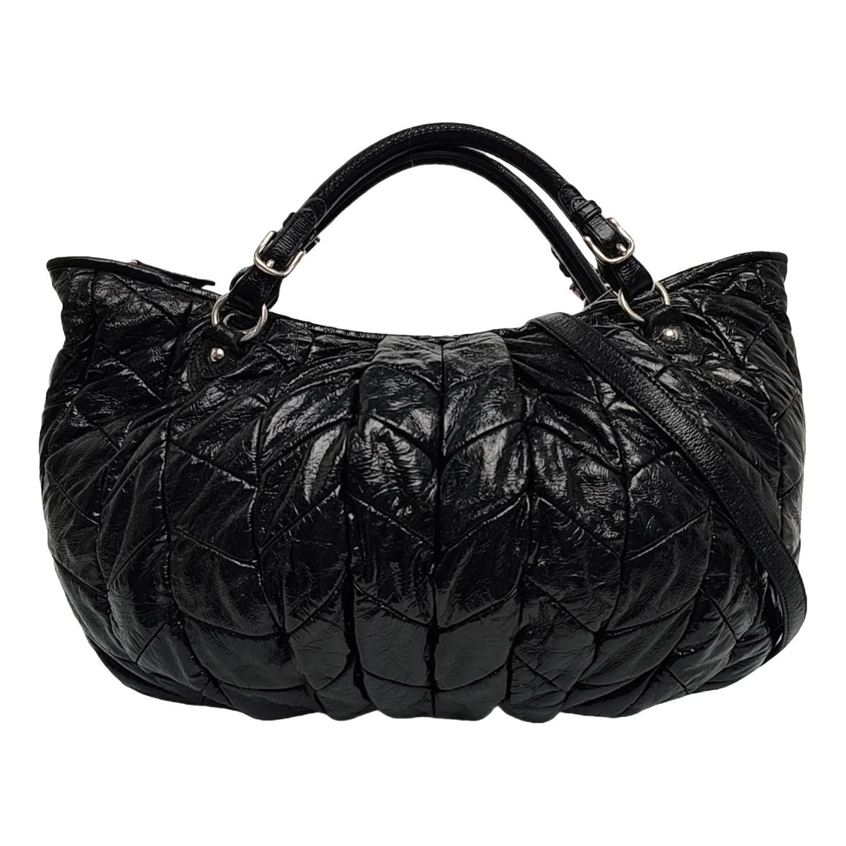 Matelassé patent leather crossbody bag