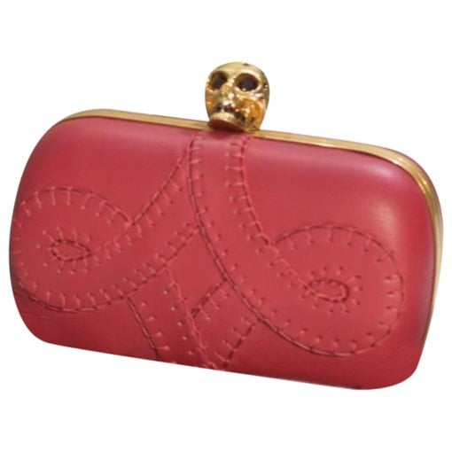 Skull leather clutch bag
