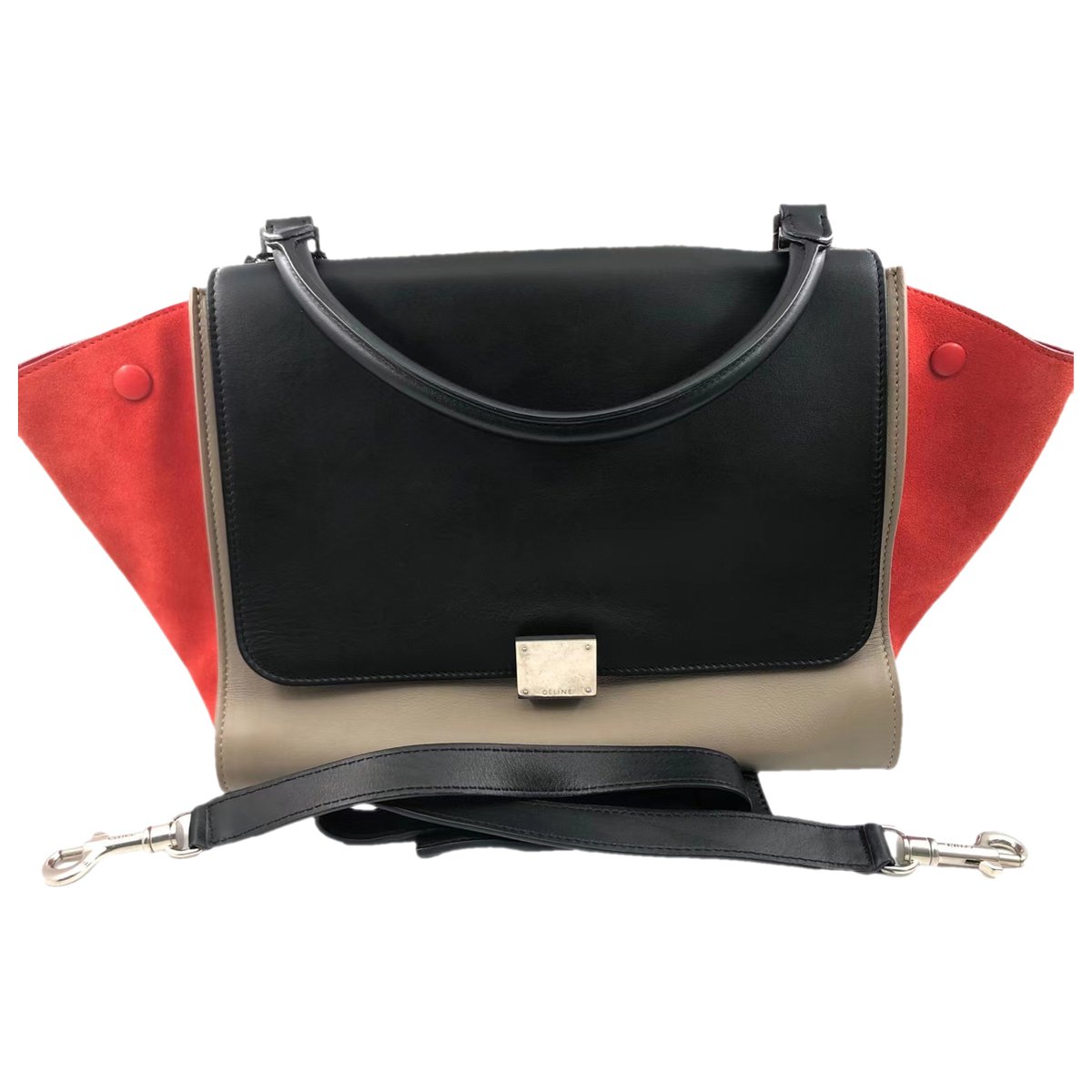 Trapèze leather handbag