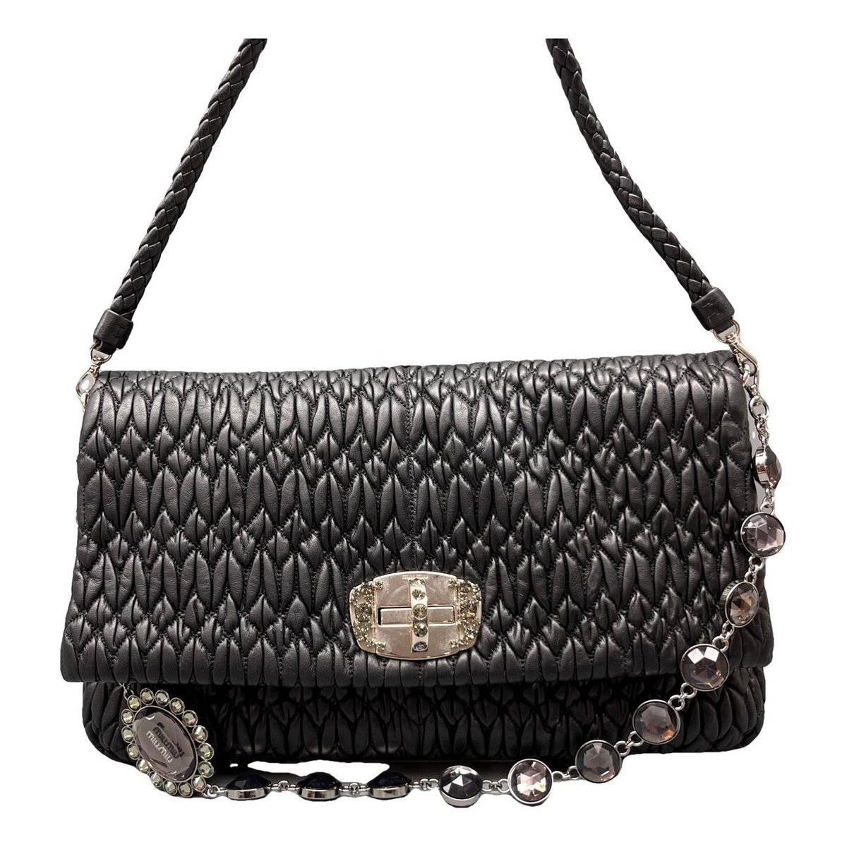 Miu Crystal leather handbag