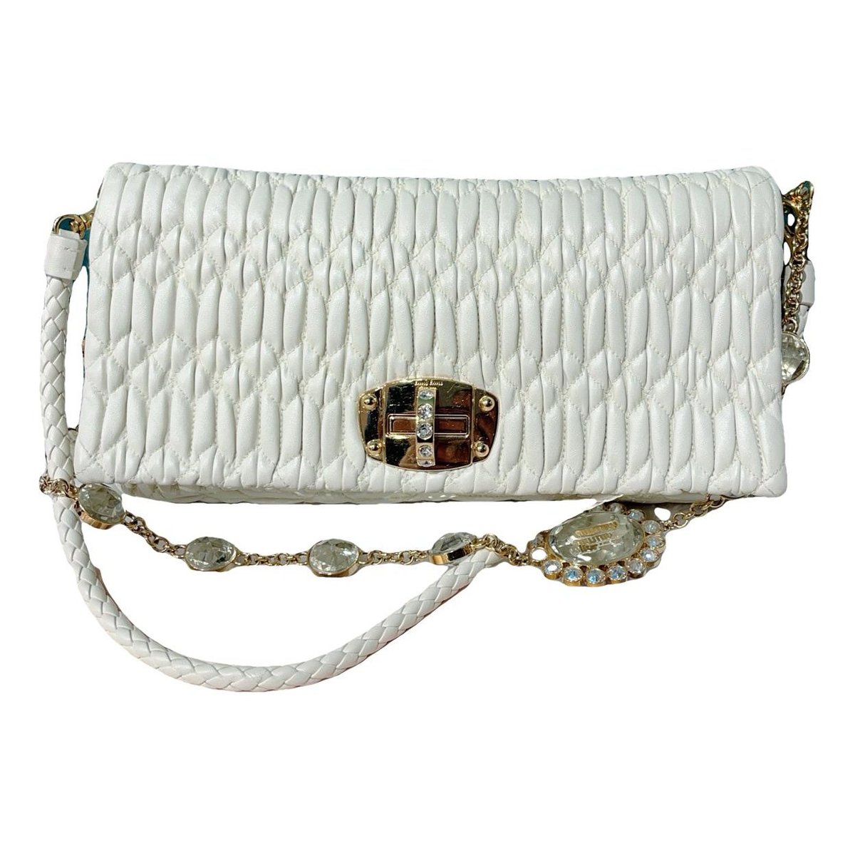 Miu Crystal leather handbag