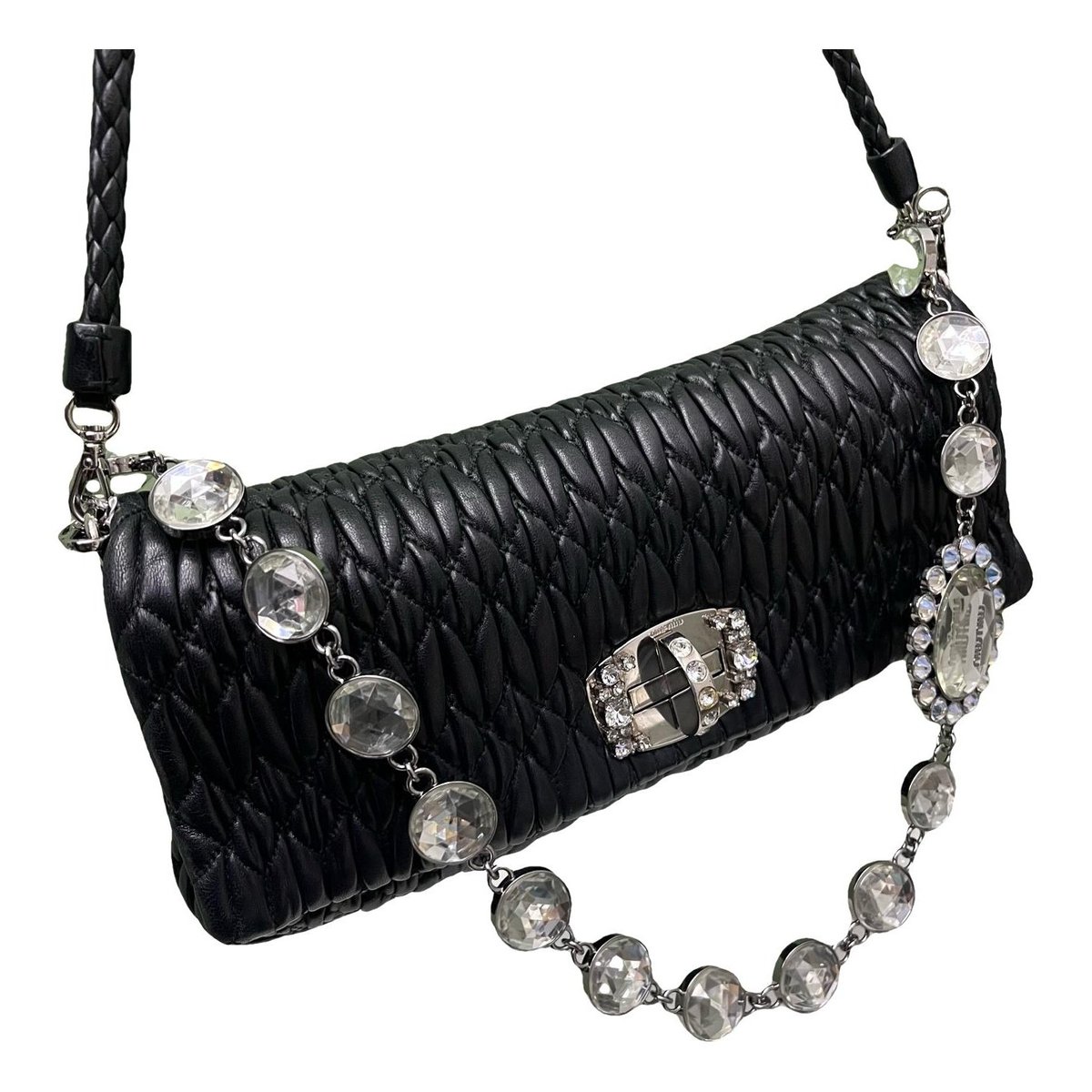 Miu Crystal leather handbag