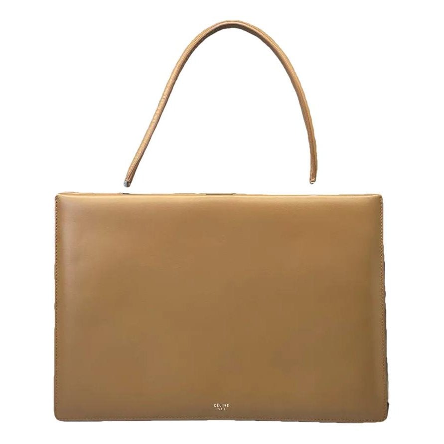 Clasp leather handbag