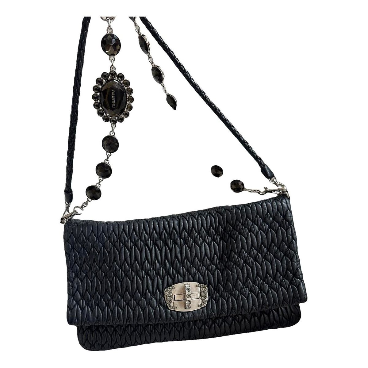 Miu Crystal leather handbag