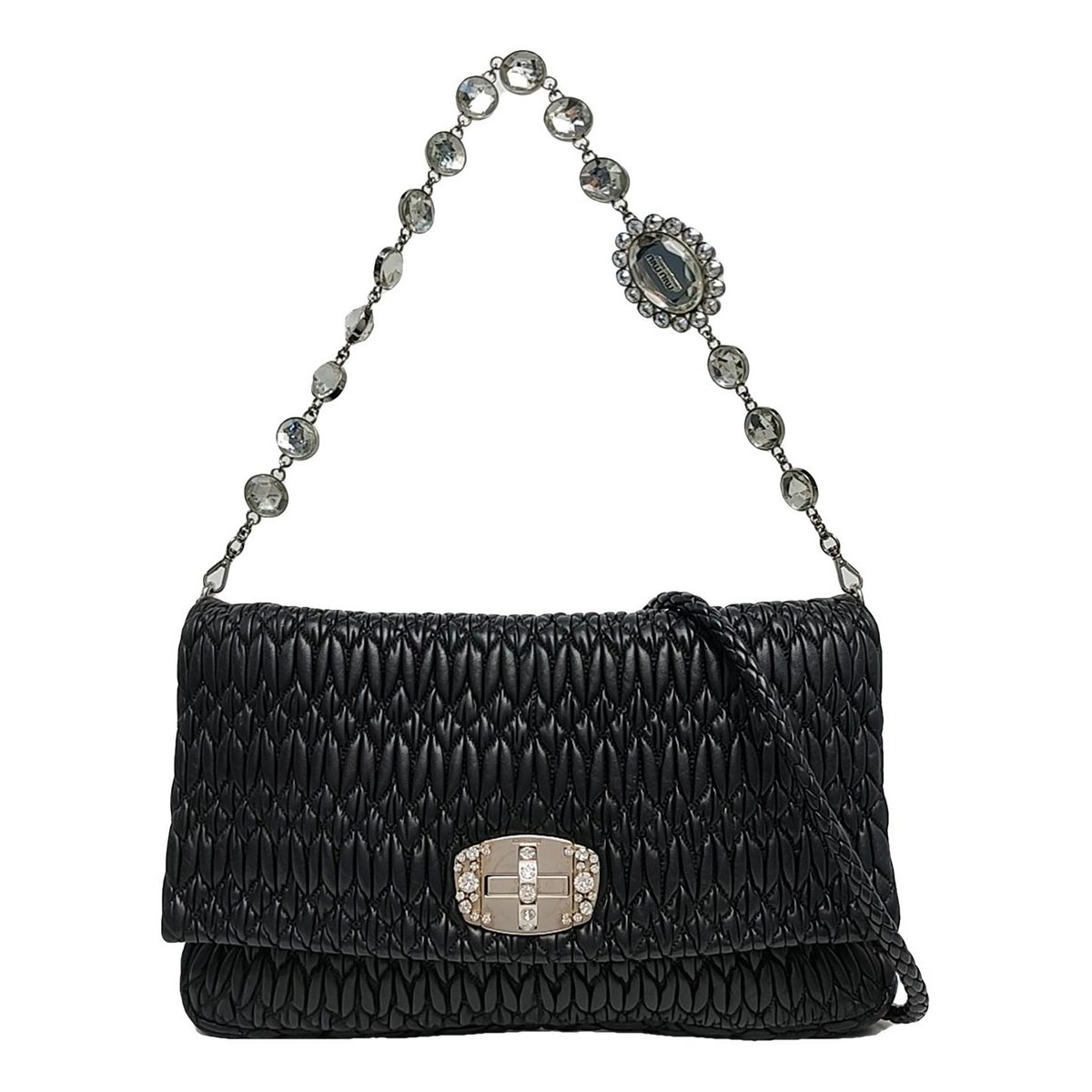Miu Crystal leather handbag