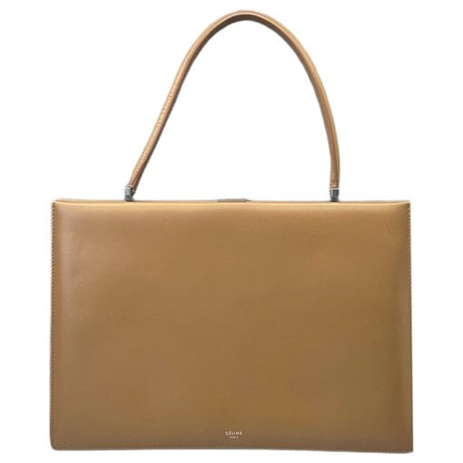 Clasp leather handbag