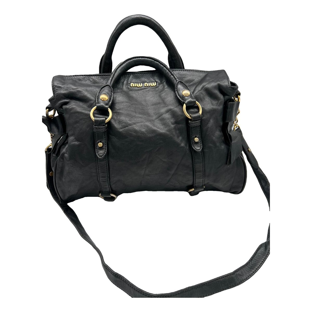 Bow bag leather handbag