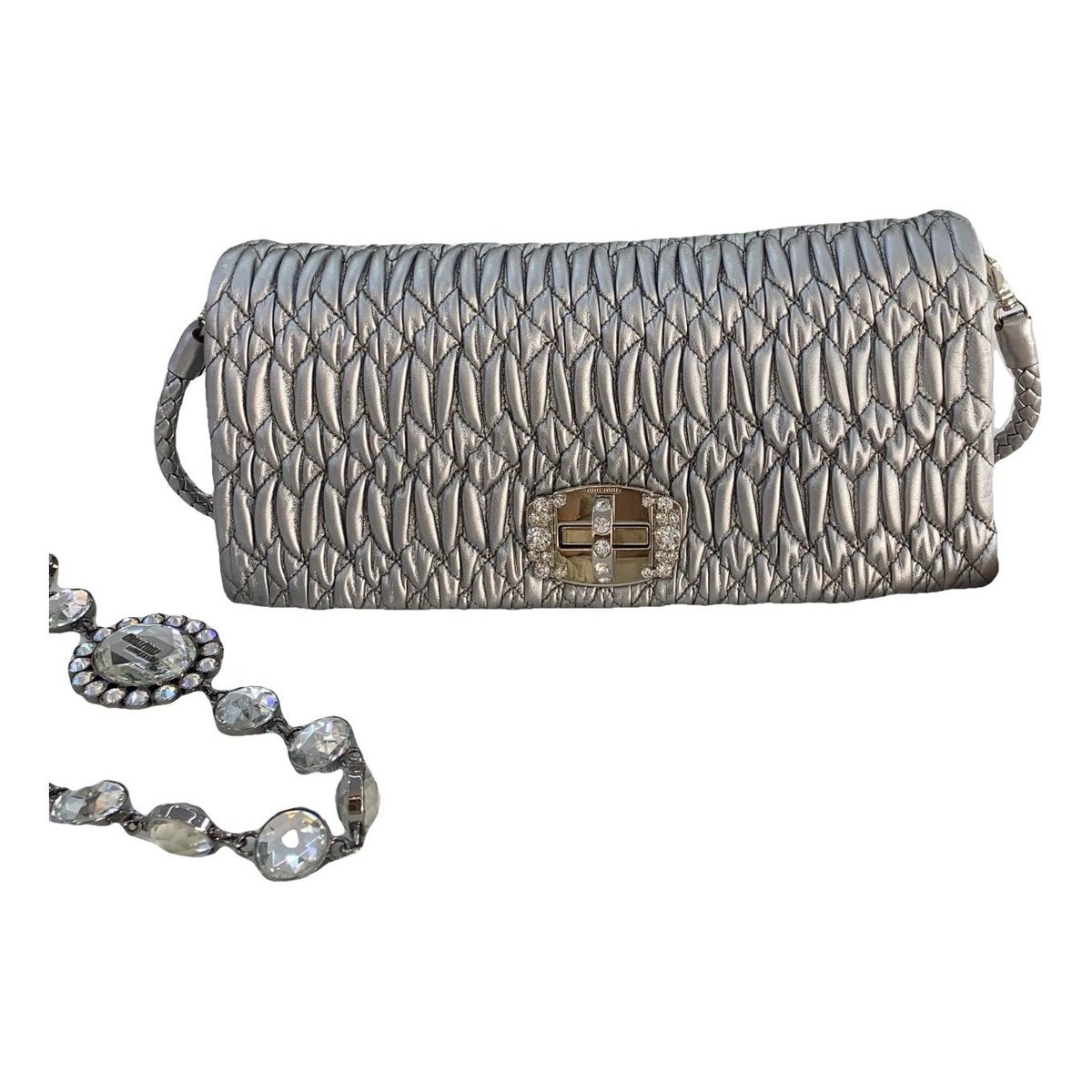 Miu Crystal leather handbag