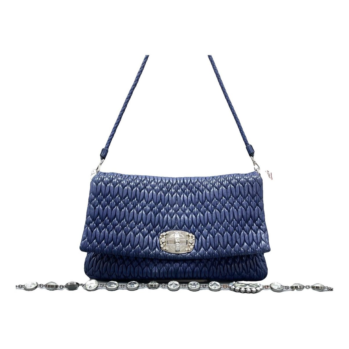 Miu Crystal leather handbag