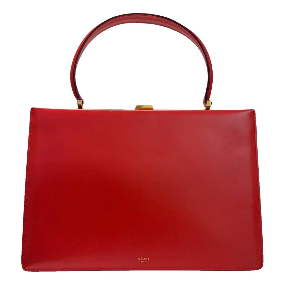 Clasp leather handbag