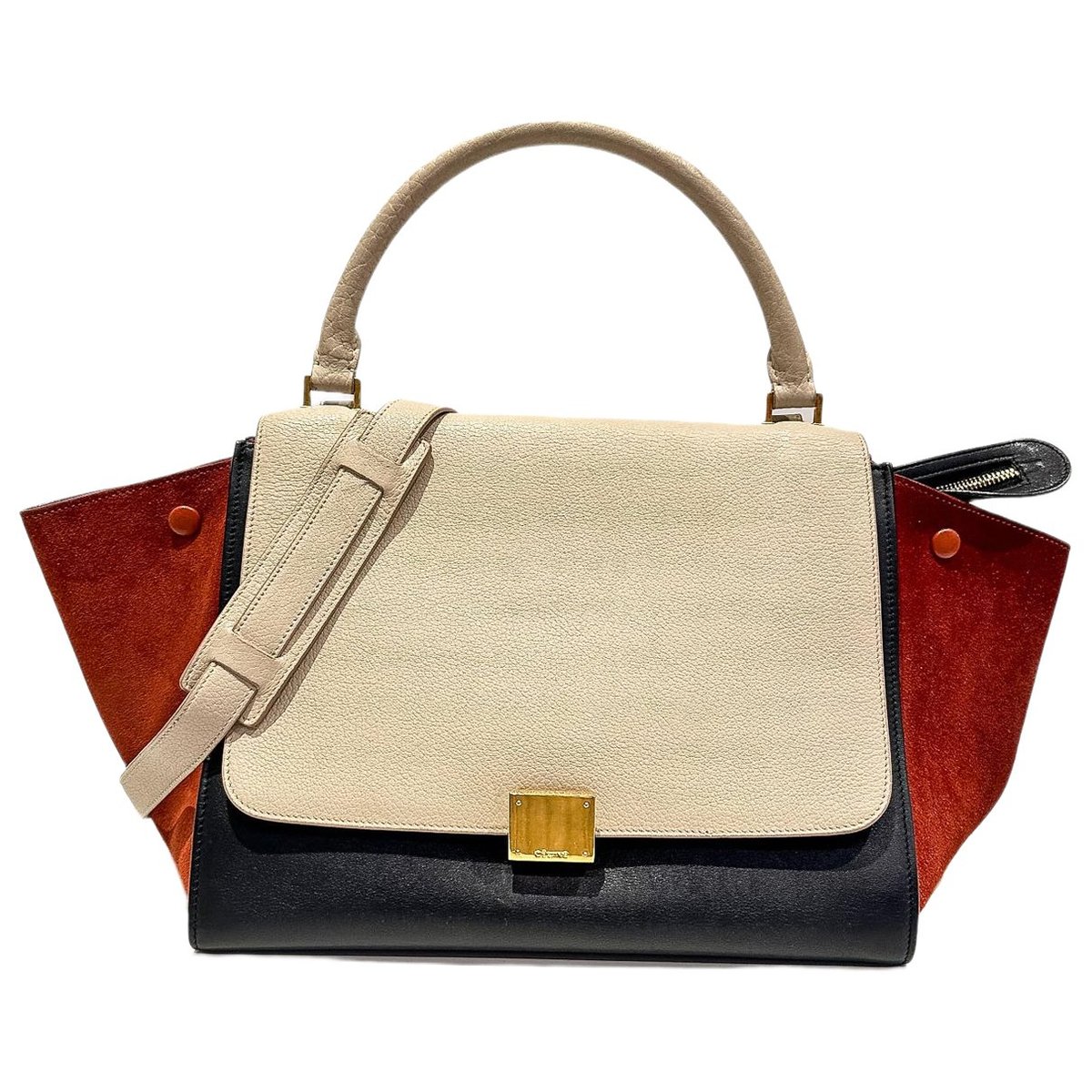 Trapèze leather handbag