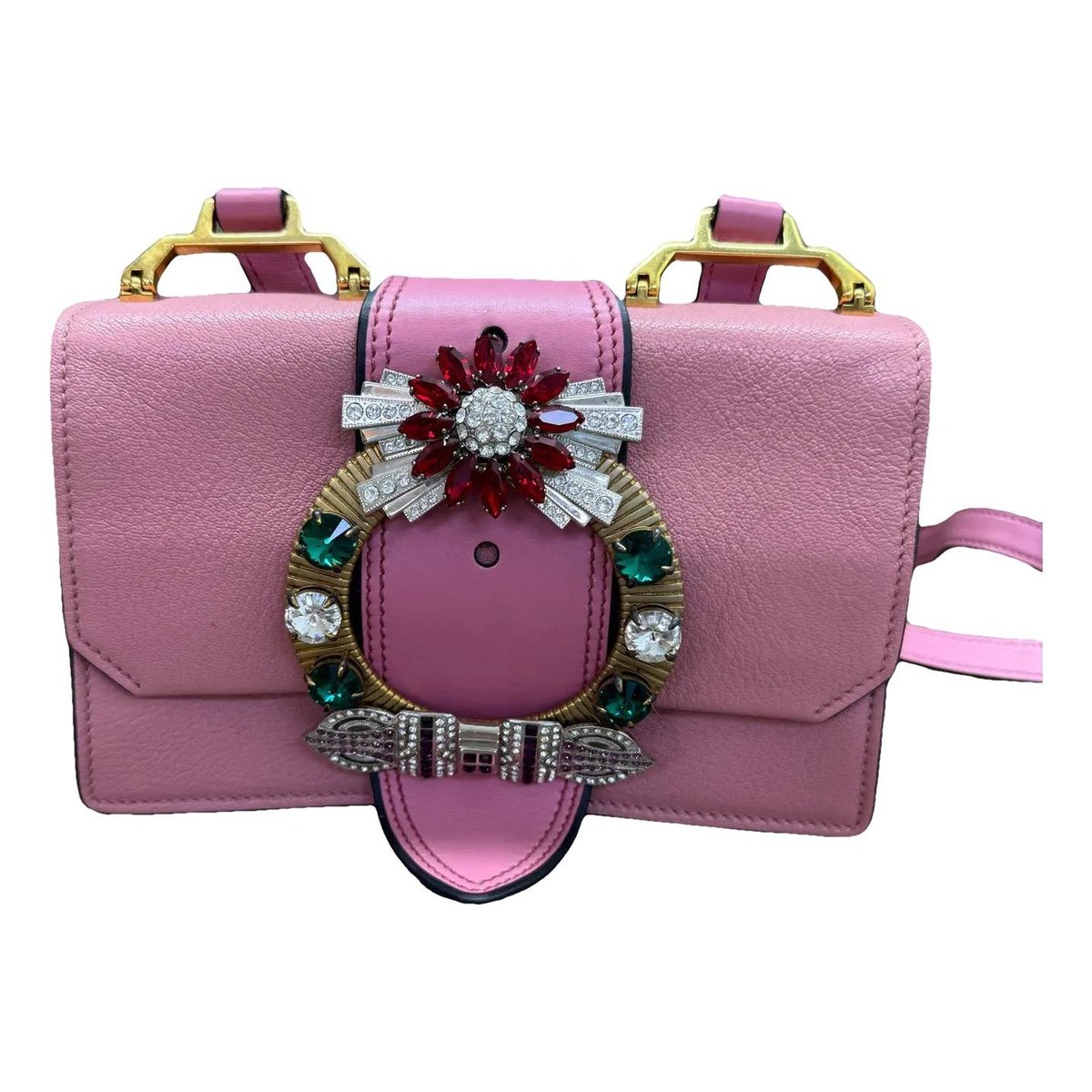 Miu Lady leather crossbody bag