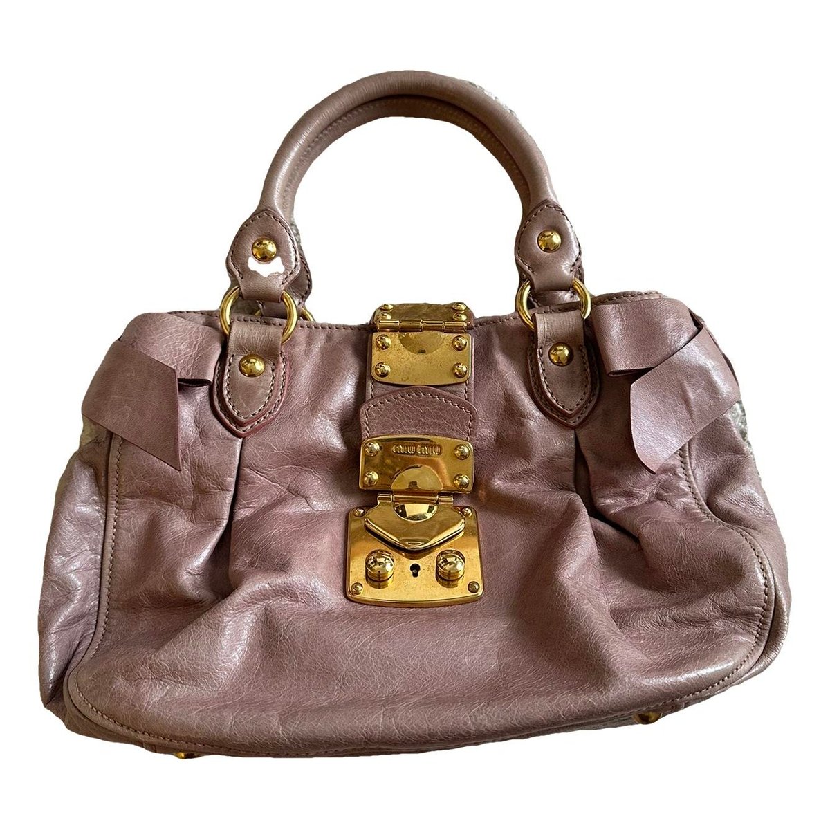 Bow bag leather handbag