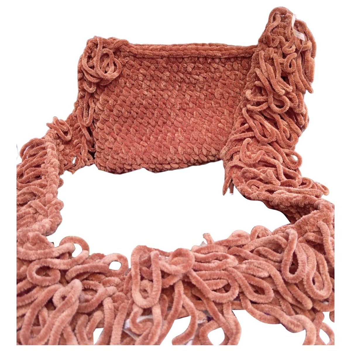Crochet velvet handbag