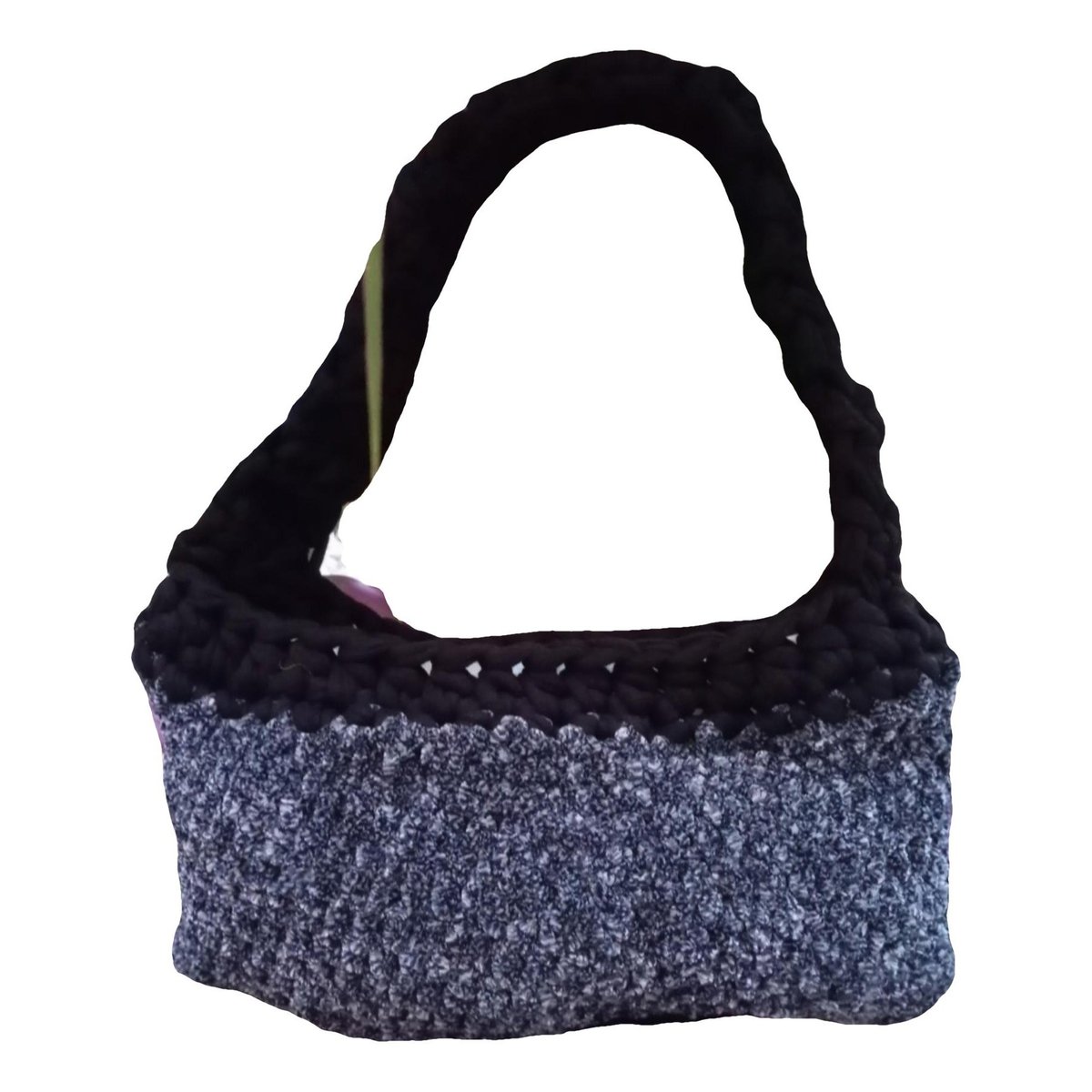 Crochet velvet handbag