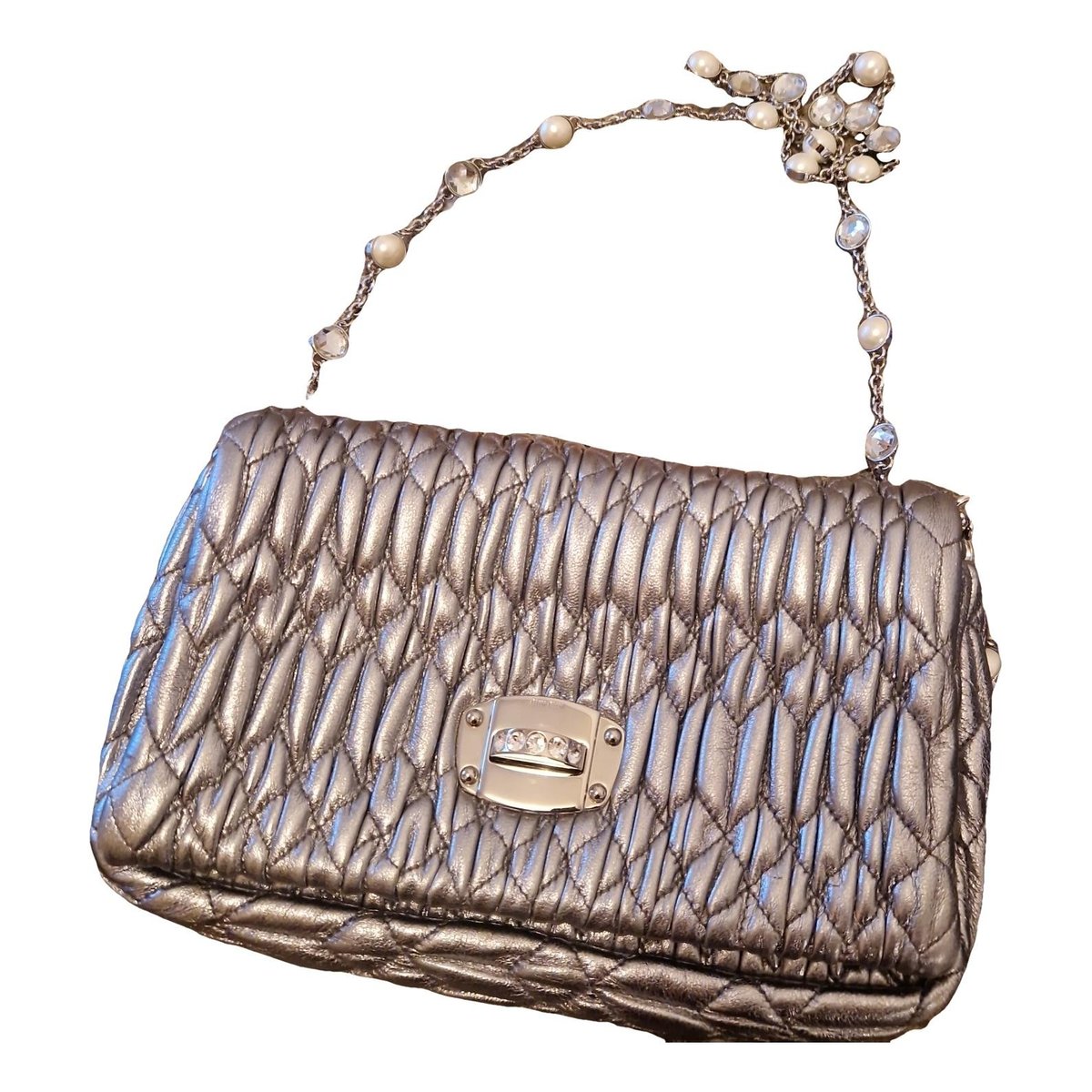 Miu Crystal leather crossbody bag
