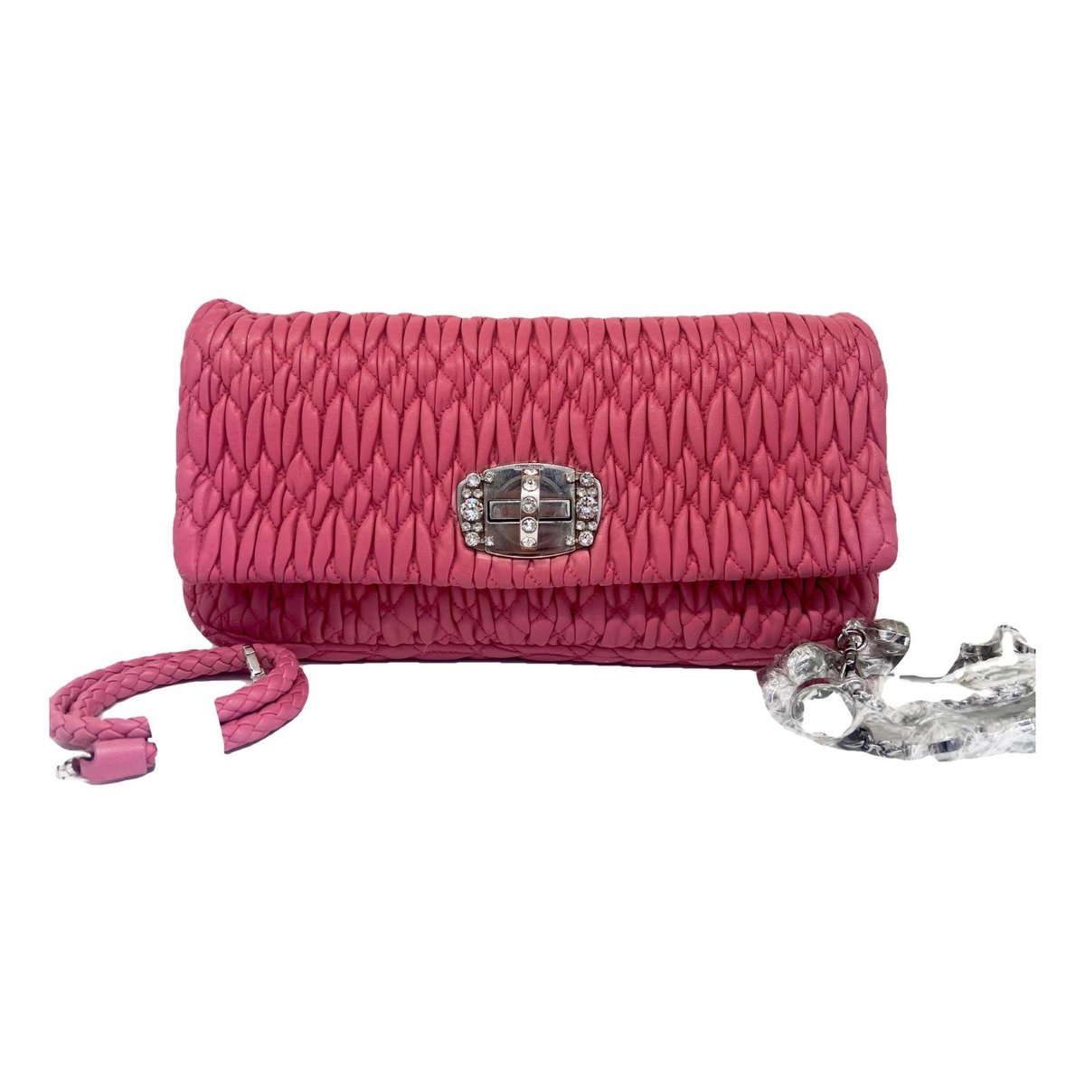 Miu Crystal leather handbag