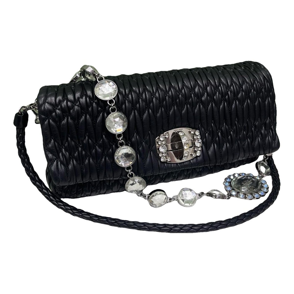 Miu Crystal leather handbag
