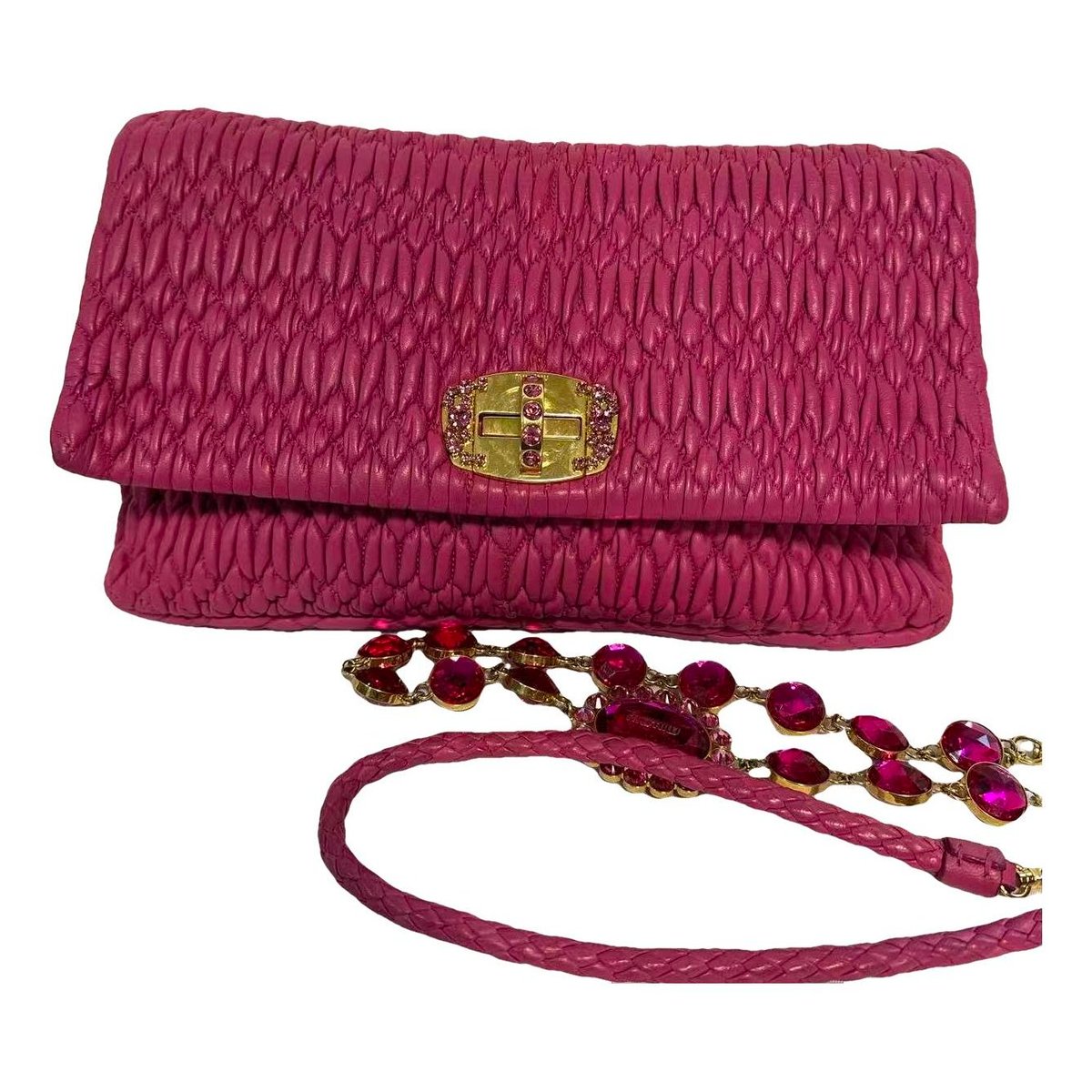 Miu Crystal leather handbag