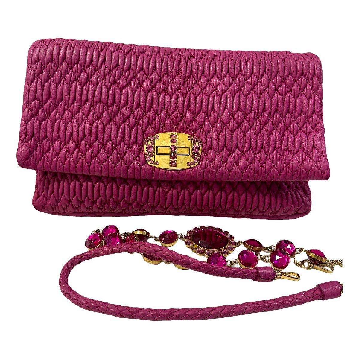 Miu Crystal leather handbag