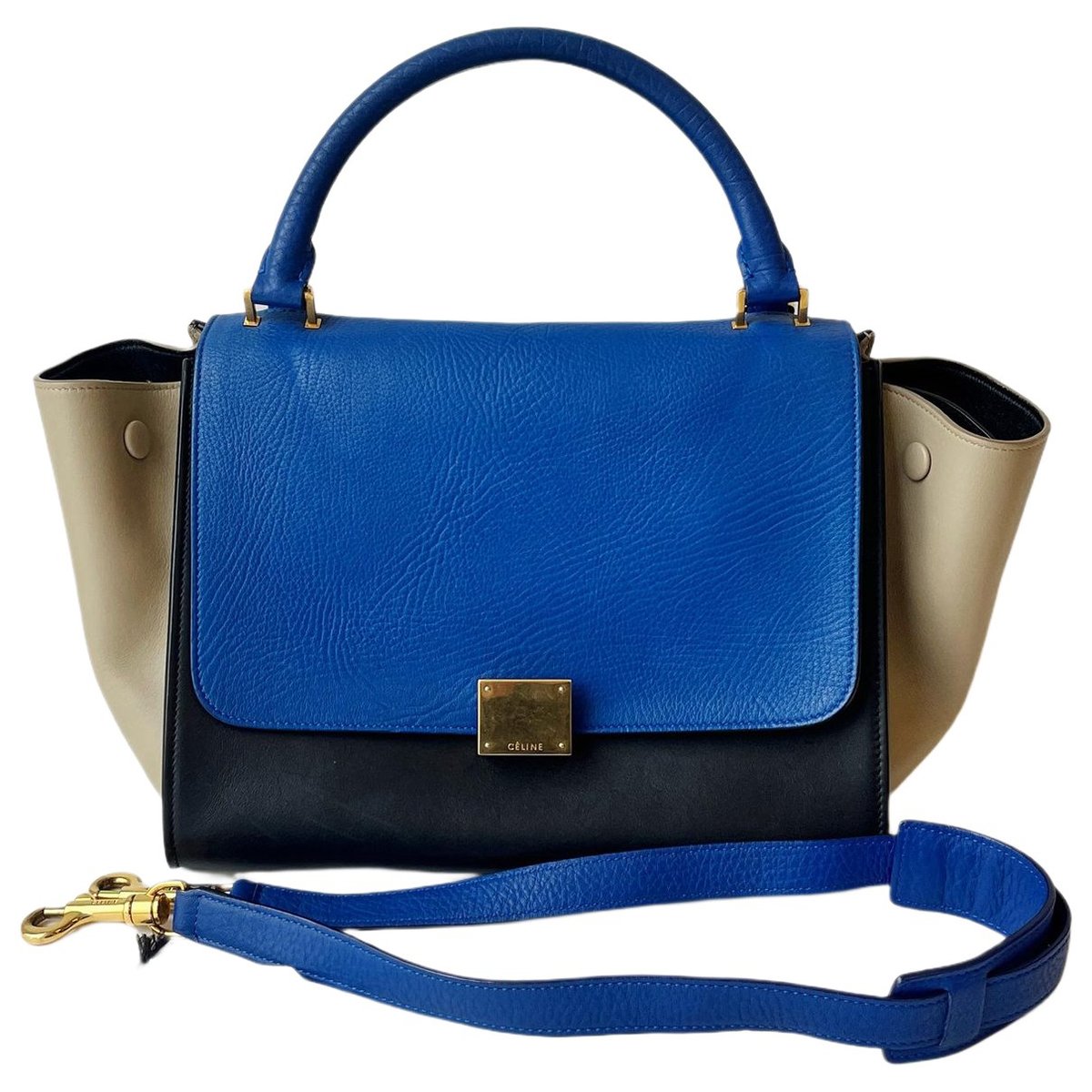 Trapèze leather handbag