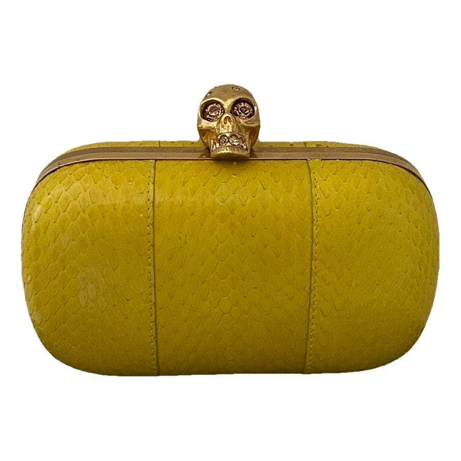 Skull leather clutch bag
