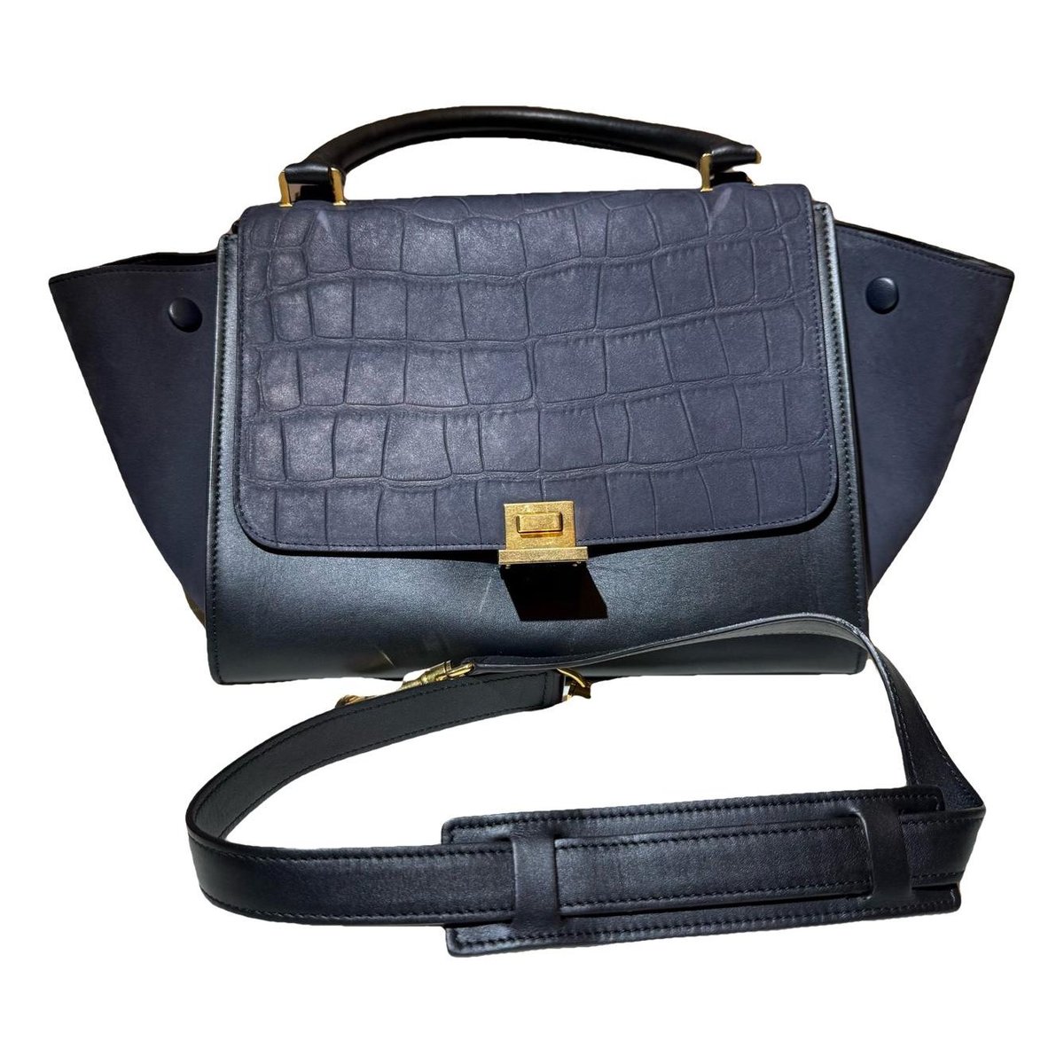 Trapèze leather handbag
