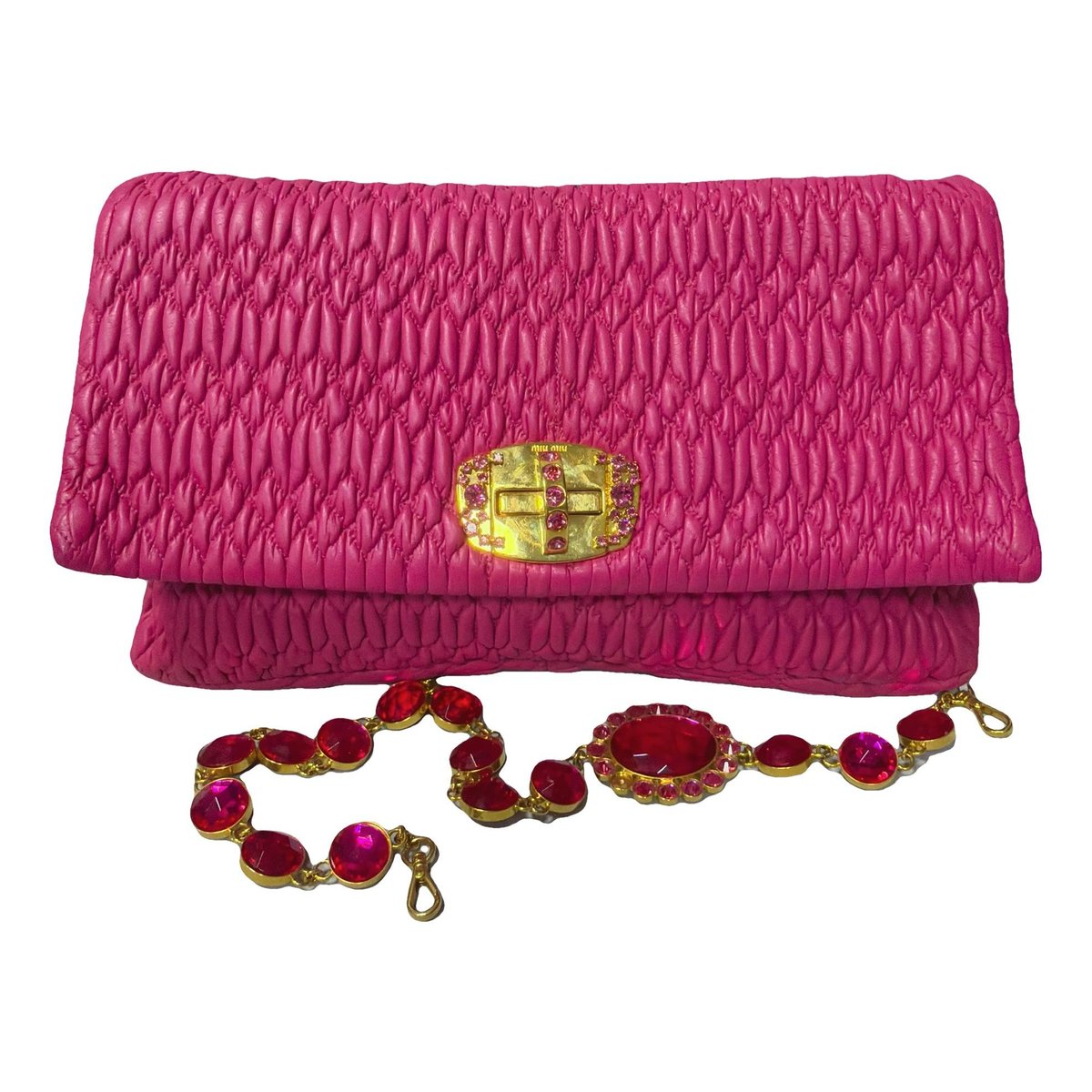 Miu Crystal leather handbag