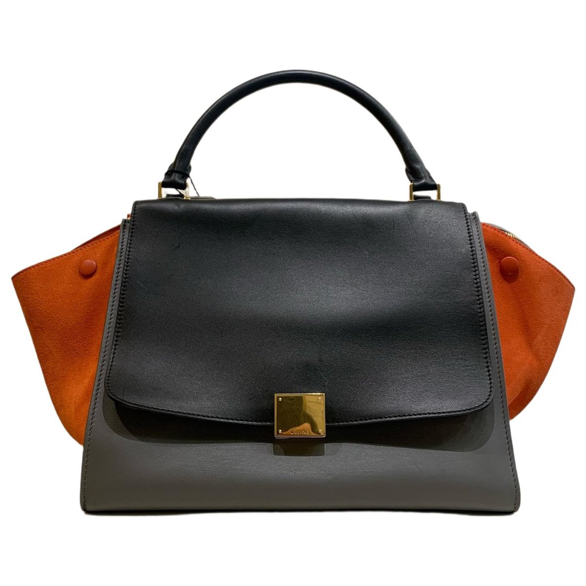 Trapèze leather handbag