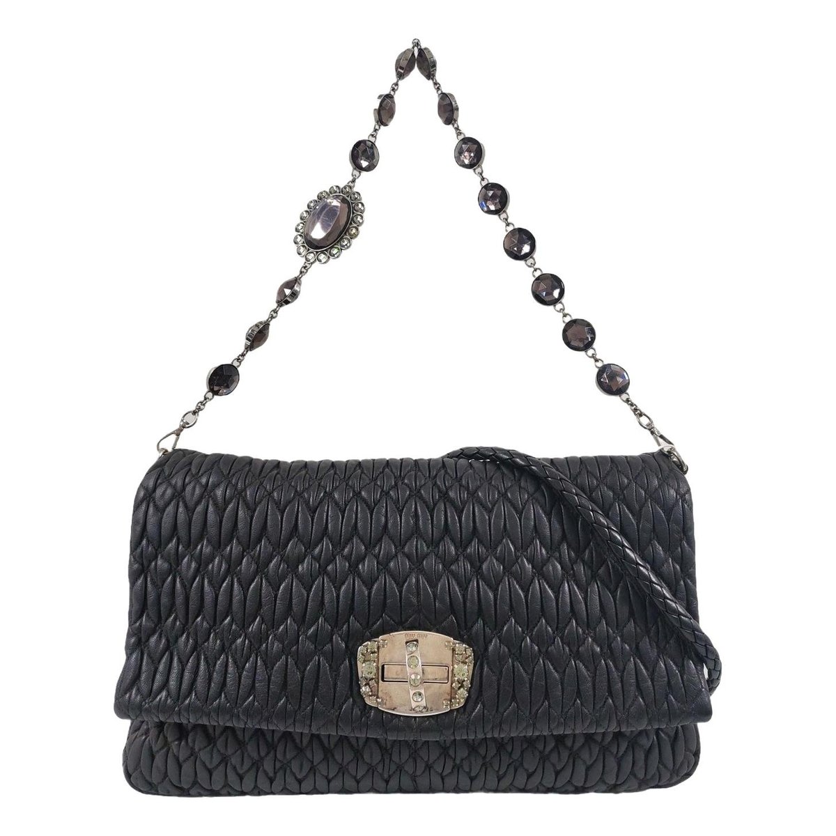 Miu Crystal leather handbag