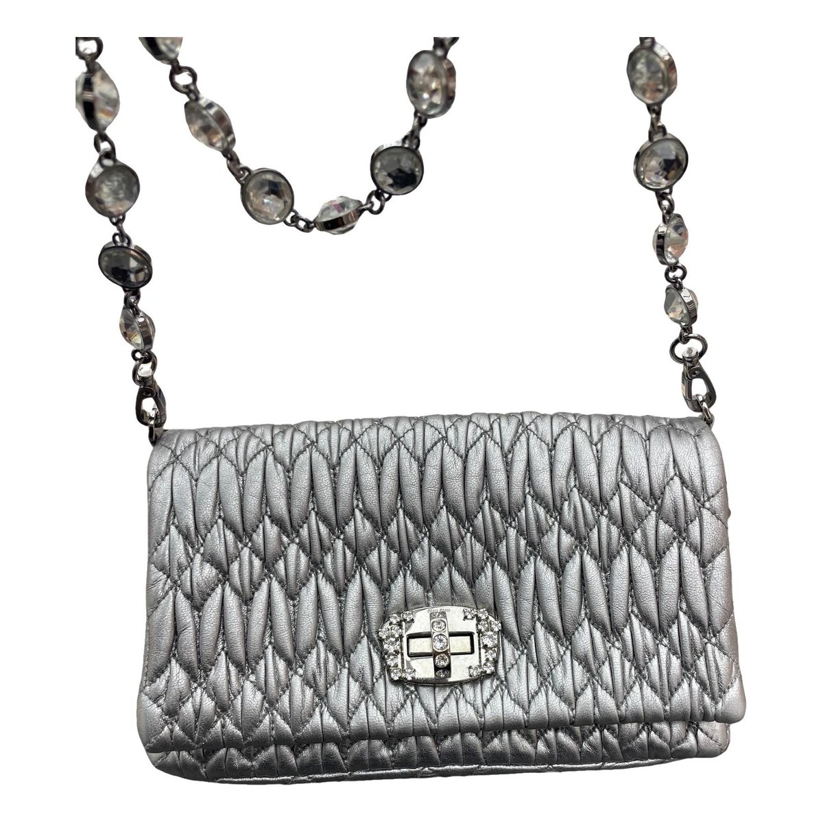 Miu Crystal leather handbag